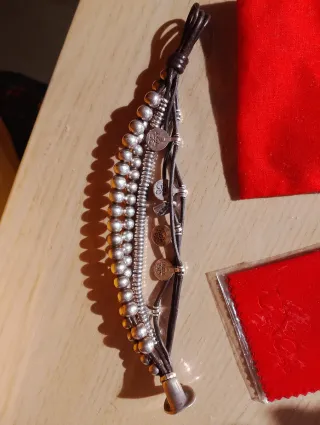 Pulsera Uno de 50 Cuero y Plata