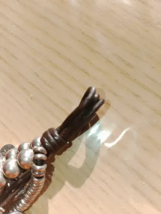 Pulsera Uno de 50 Cuero y Plata