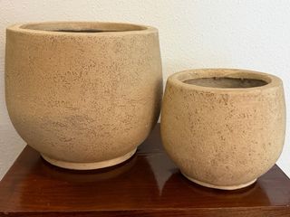 Conjunto 2 Maceteros Beige/Marrón Cerámica