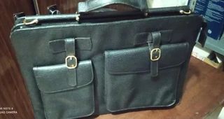 Maletín de piel unisex negro