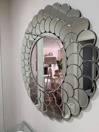 Tavolo consolle in cristallo e metallo