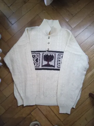 Jersey Hombre Talla G, Beige/Morado