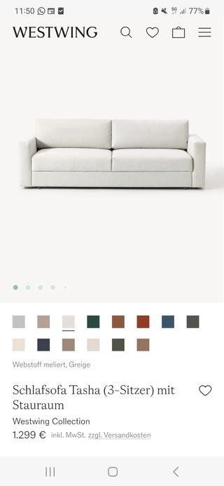 Divano letto a 3 posti con spazio di archiviazione Westwing