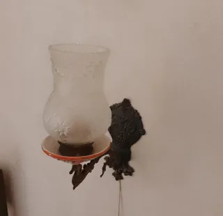 Coppia Lampada da parete in vetro e metallo