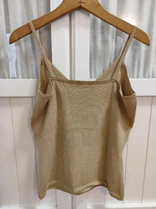 Top tirantes dorado seda fiesta boho chic 42