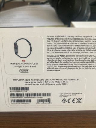 Apple Watch SE 2ª gen 40mm Midnight Aluminum