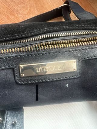 Bolso Uterqüe Piel y Ante Negro