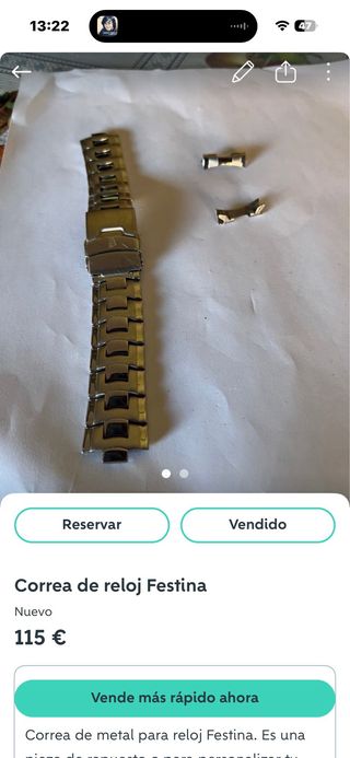 Correa de reloj Festina Plata