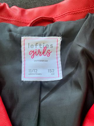 Cazadora niña Lefties roja cuero sintético 11/12