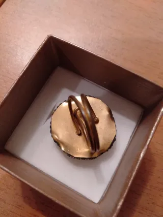 Anillo Cuarzo Rosa Ajustable Dorado