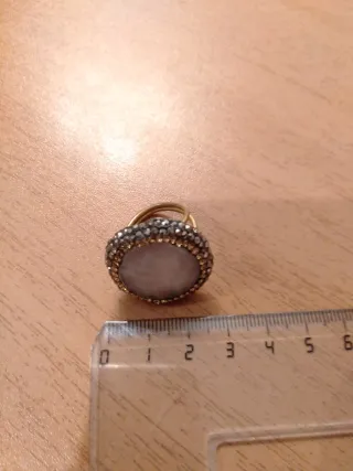 Anillo Cuarzo Rosa Ajustable Dorado