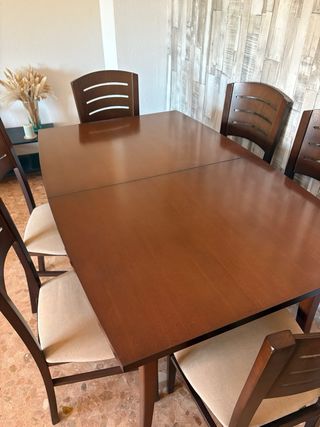 Mesa Comedor Madera Extensible + 6 Sillas
