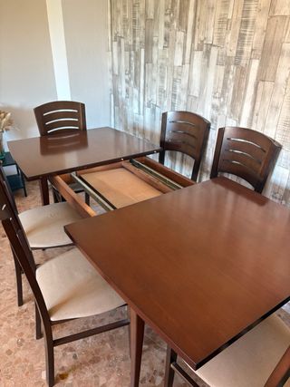 Mesa Comedor Madera Extensible + 6 Sillas