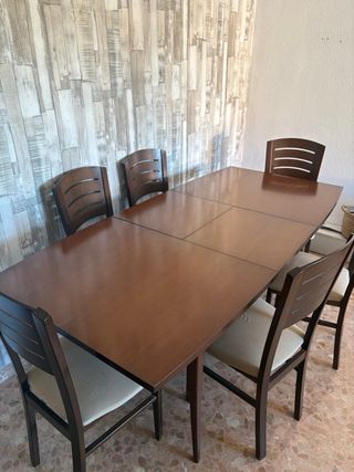 Mesa Comedor Madera Extensible + 6 Sillas