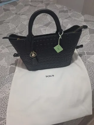 Bolso Tous Piel Negro Osos Grabados