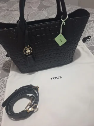Bolso Tous Piel Negro Osos Grabados