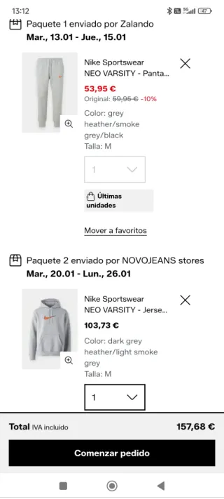 Chándal Nike Sportswear Gris Naranja