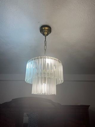 Lámpara de techo de cristal y metal