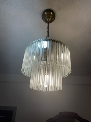 Lámpara de techo de cristal y metal