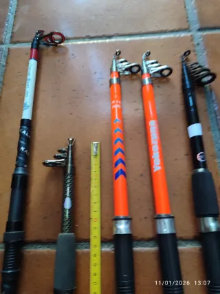 5 cañas de pescar telescópicas