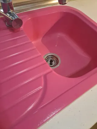 Fregadero rosa cocina