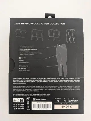 Leggings Oysho, 100% Lana Merino, Talla M