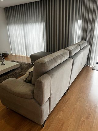 Sofá cinzento como novo, 310x95cm - microfibra