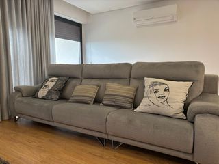 Sofá cinzento como novo, 310x95cm - microfibra