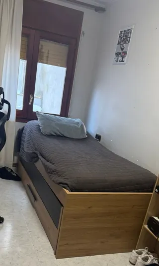 Cama + colchon 90x200cm madera con almacenaje,