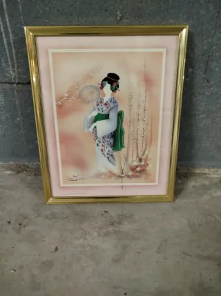 Cuadro Geisha Marco Dorado