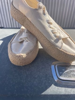 Alpargatas plataforma yute lona blancas