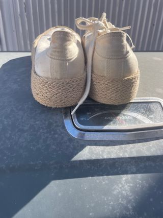 Alpargatas plataforma yute lona blancas