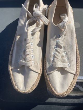 Alpargatas plataforma yute lona blancas