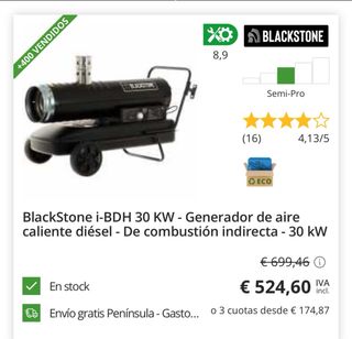 Generador Aire Caliente Diésel Blackstone