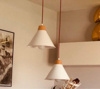 Lámpara colgante comedor/cocina metal y madera