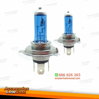 JUEGO DE DOS BOMBILLAS H4 EFECTO XENON. LUZ BLA