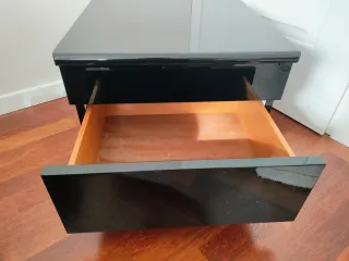 Coppia Comodini Legno Nero Lucido