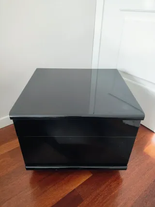 Coppia Comodini Legno Nero Lucido