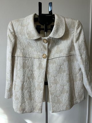 Chaqueta Brocado Beige y Blanca T.46