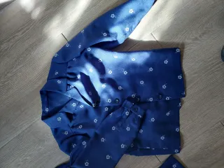 Vestido Vintage Floral Azul.  A mano.