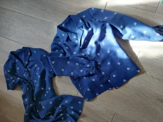 Vestido Vintage Floral Azul.  A mano.