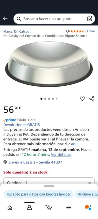 2 Comederos Acero Inoxidable Dr. Catsby