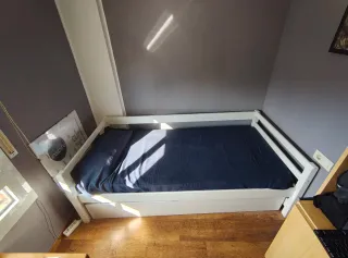 Cama nido juvenil blanca y azul