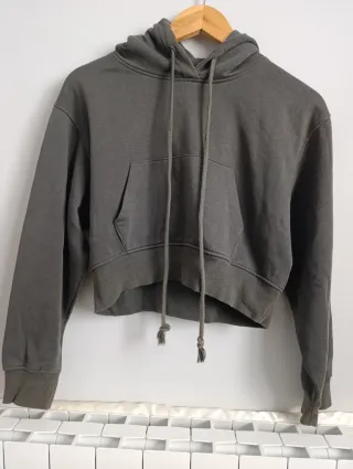 Sudadera corta gris mujer
