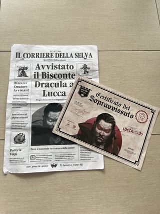 Giornale e attestato Vampire Survivors Lucca 2025
