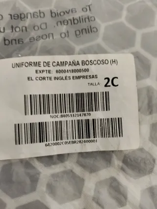 Uniforme Campaña Boscozo El Corte Inglés Talla 2C