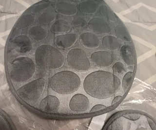 Set 3 alfombras baño gris piedra