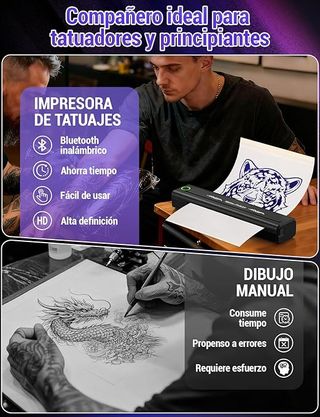 Impresora térmica para tatuajes Bluetooth portátil