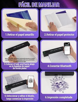 Impresora térmica para tatuajes Bluetooth portátil