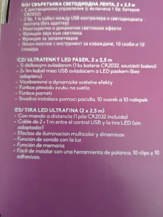 Tira LED Ultra Fina 2x2.5m + Mando